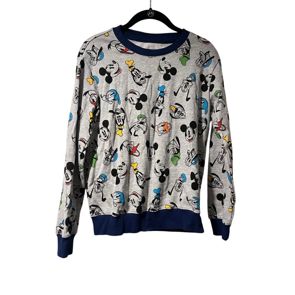Disney‎ Mickey Mouse & Friends All Over Print Gray Sweatshirt Kids XL F52